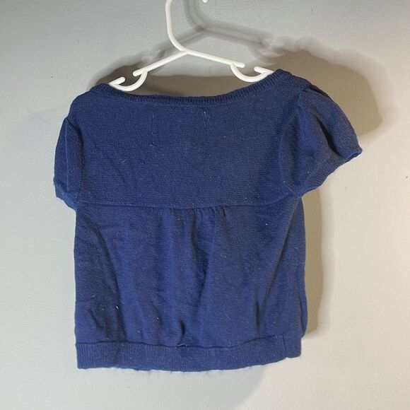 Navy Blue Short Sleeve Cropped Cardigan - Picture 8 of 10